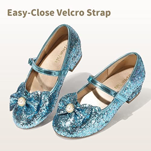 DREAM PAIRS Girls Dress Shoes Princess Shoes for Toddler Little Girl Mary Jane Low Heels Glitter Flower Party Wedding Footwear,Size 1 Little Kid,Blue,KFL218 - Thumbnail 6