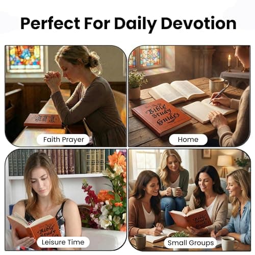 66-Page Bible Study Guide & Journal For Women, Year-Long Devotional With Daily Scripture, Prayer Prompts And Reflection Pages, PU Leather Bible Study Notebook For Beginners And Daily Faith Growth - Thumbnail 6