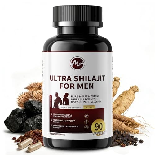 M inch Shilajit for Men, 10-in-1 Booster for Men - Stamina, Vitality & Strength Booster, Male Enhancing Supplement with Ashwagandha, Tong*kat Ali & Tri*bulus Terrestris Extract, 90 Vegan Capsules - Image 1