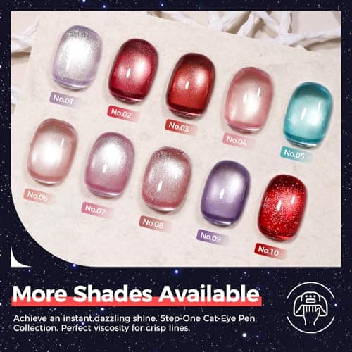 GELLAKTIK One-Step Cat Eye Gel Nail Pen, 7-in-1 Magnetic Polish with Detachable Magnet (Snaps onto Tip), No Base/Top Needed, Twist Precision & Vitamin E Formula, (Raspberry Pop ＆ Unicorn Kiss) - Thumbnail 6