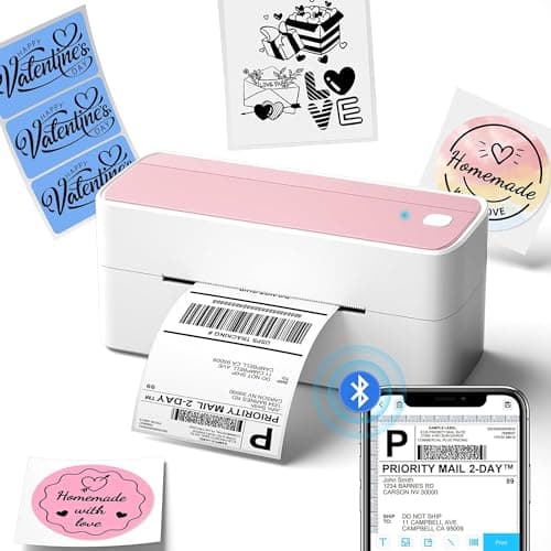 Phomemo Bluetooth Thermal Label Printer, 241BT 4X6 Wireless Shipping Label Printer for Small Business, Pink Labels Printers for Shipping Package, Compatible with iPhone, Android, Shopify, Amazon, USPS - Image 1
