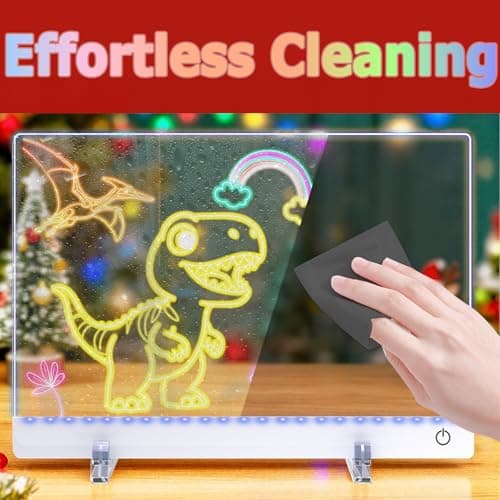 16 Inch LED Drawing Board for Kids - USB C Rechargeable 7 Color Light Up Acrylic Note Pad with Stand, 13.7"x10" Dry Erase Board, 7 Markers & Tracing Book, Gifts for Girls 6-12 Year Old - Thumbnail 4