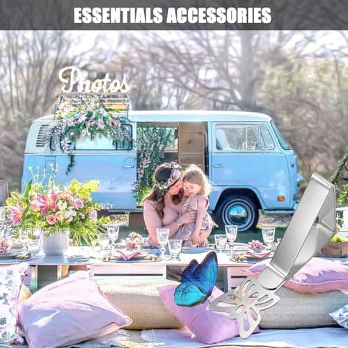 Tablecloth Clips for Outdoor Thick Tables 10 Pack, Butterfly Picnic Table Cloth Holder Clip Indoor, Heavy Duty Stainless Steel Cover Clamp for Party Wedding Home Restaurant Camping Accessories - Thumbnail 6