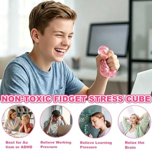 Stress Cube Squishy Fidget Toys - 2 Pack Squeeze Toys for Teens Adults - Thumbnail 3
