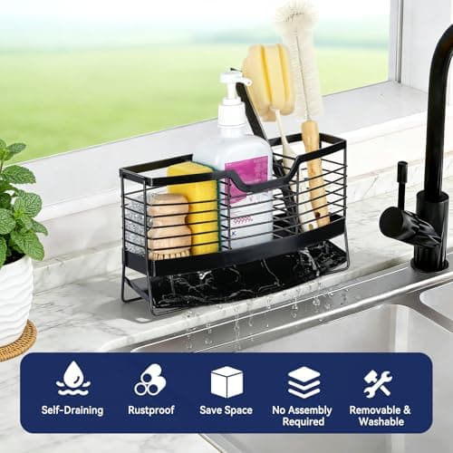 Basysnck Utensil Holder, Stainless Steel Utensil Drying Holder for Kitchen Counter, Self-Draining Utensil Drying Rack with 3 Compartments Cutlery Flatware Silverware Organizer - Thumbnail 6