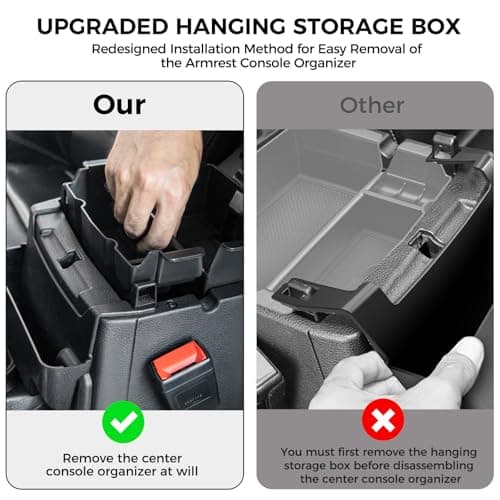 DIAMOOKY 4PCS Upgraded Center Console Organizer for Jeep Wrangler JL JLU 4xe 2018-2026 & Gladiator JT 2020-2024 2025 2026 Accessories Gear Shift Side Tray Hanging Armrest Storage Box (Not for JK/JKU) - Thumbnail 4