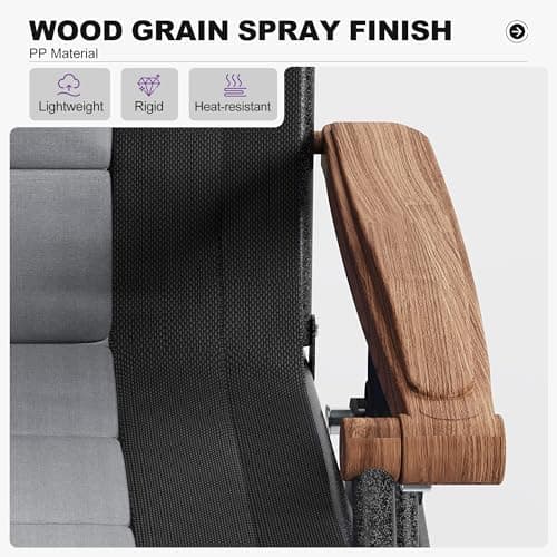 PURPLE LEAF Extra Wide Outdoor Reclining Chair Patio Zero Gravity Chaise Lounge Folding Chair with Quilted Cushion Adjustable Headrest for Lawn Camping Beach Pool Black and Grey - Thumbnail 5