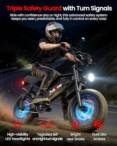 ADISTAR 16" Electric Bike for Adults & Teens – 750W Peak Motor 27.8MPH, 48V 15Ah Battery 60 Miles, 3.0 Fat Tire Ebike, Full Suspension, 4 Riding Modes - Thumbnail 5