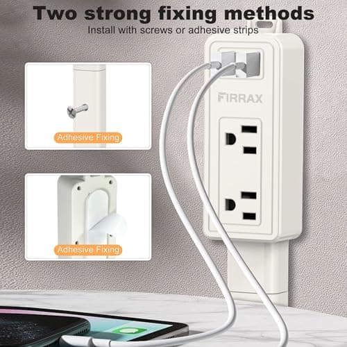 Electrical Outlet Extender Stick - Features USB-A, USB-C and 2 AC Outlets, Extends 6"-34" Extendable Outlet Extender with 4-Way Plug, Access Hard-to-Reach Outlets Behind Couches, Nightstands - 1 Pack - Thumbnail 4