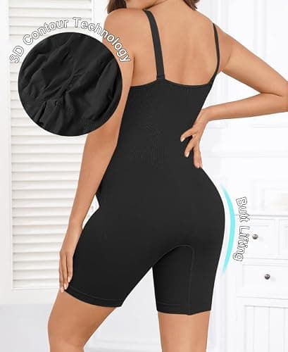 Y25D Women's Maternity Bodysuit Seamless Pregnancy Shapewear Shorts Under Dresses Belly Support Black - Thumbnail 4