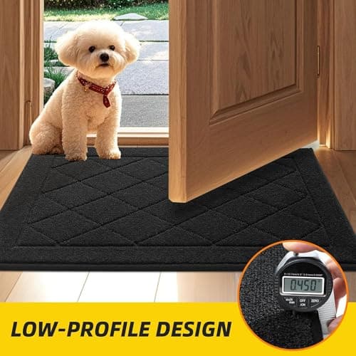 JSEI Dirt Trapper Door Mat 24"x36", Non-Slip Washable Entryway Mats, Dog Door Mat, Stain Resistant and Absorbent Floor Mats, Low Profile Welcome Mat for Front Back Door, Black - Thumbnail 6