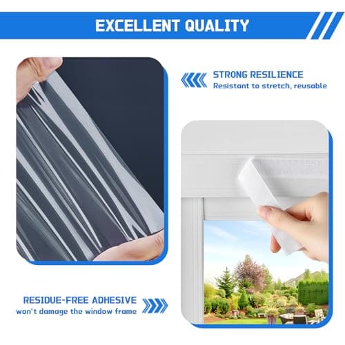 Window Insulation Kit, 47 in x10 ft Cuttable Plastic Film with Adhesive Tape for Winterizing​ - Thumbnail 5