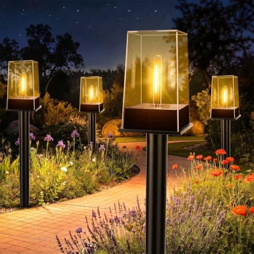 NACINIC Solar Pathway Lights Outdoor 8 Pack, Solar Garden Lights Warm White 4 Lighting Modes, Solar Path Lights Auto On/Off, Landscape Lighting for Yard Walkway Driveway Patio Lawn Decor - Image 1
