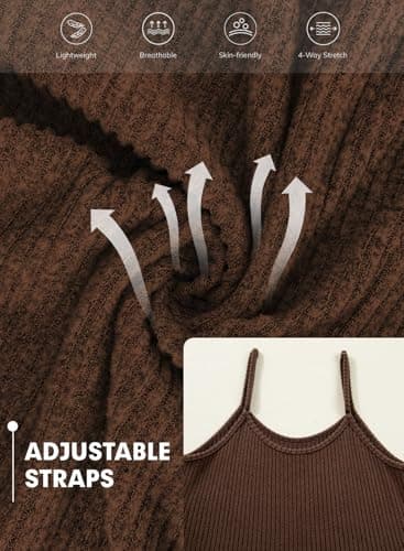 BLENCOT Jumpsuits for Women Casual Ribbed Adjustable Strap Sleeveless Wide Leg Pants Brown Jumpsuit Maternity Clothes XX-large - Thumbnail 5