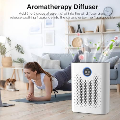 Air Purifiers for Home Pets Up to 3000Ft², HEPA Large Room Air Purifier with PM2.5 Air Quality Monitor, Sleep Mode, Air Purifiers for Bedroom Office for Allergies, Smoke, Dust, Pollen,8000B,White - Thumbnail 6