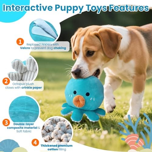 Hanarook Interactive Dog Toys, [Newly Upgraded] Moving Dog Toy to Keep Them Busy, Bouncing Dogs Toy/Squeaky Rolling Ball with Jumping Music Talking Mode for Small Medium Large Dogs(Upgrade Octopus) - Thumbnail 4