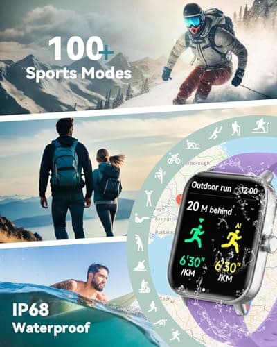 Smart Watches for Women/Men, Smart Watch for Android Phones and iPhone Compatible, Alexa Built-in, 1.8" Fitness Watches for Women, IP68 Waterproof /Bluetooth Call, Heart Rate/Sleep Monitor, Purple - Thumbnail 4