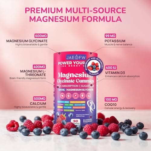 Magnesium Glycinate Gummies 1000mg – x2 High Absorption Magnesium Gummies for Women, Men & Kids – Sugar Free Vegan Supplement with CoQ10, Vitamin D3 & B6 – Daily Balance, Calm Energy & Muscle Function - Thumbnail 4