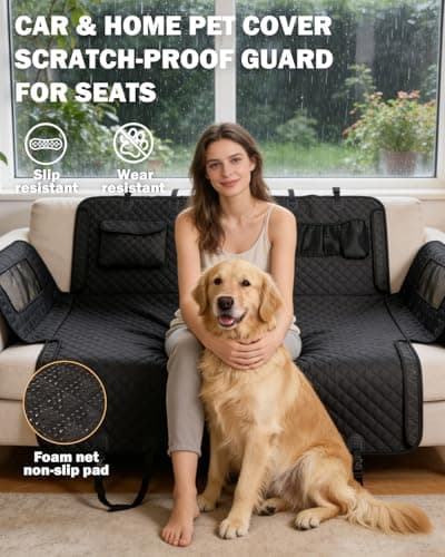 Dog Seat Cover for Back Seat- Heavy Duty Soft Bottom Car Hammock for Dog, with a Heightened Design Both Side,Fits Cars,Suv, and Mid-Size Trucks, Waterproof and Machine Washable,Black&Large Size. - Thumbnail 4