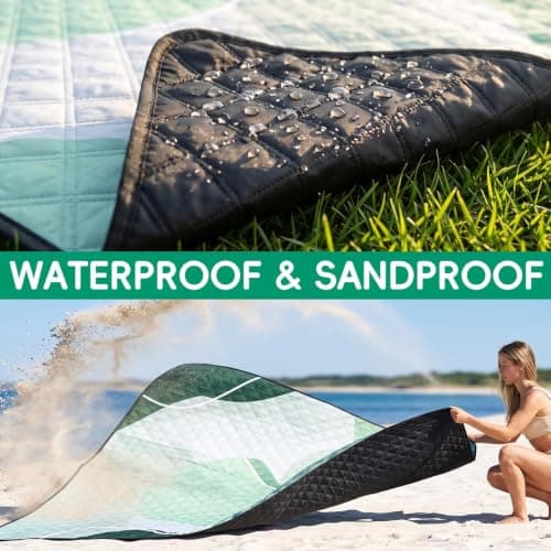 RYCHIC Waterproof Picnic Blanket Outdoor Camping Beach Mat Extra Large Foldable Car Essential Roadtrip Gadget Rv Accessories Glamping Tent Gear Must Haves Hiking Stuff Backpacking Necessities Gift - Thumbnail 5