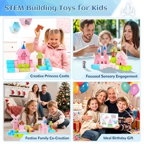 Hiwawind Updated Princess Magnetic Blocks for Girls, Princess Castle Magnetic Building Toys, STEM Montessori Sensory Toys for Toddlers 3-4 5-6 7-8, Creative Birthday Gifts for 3+ Year Old Girl - Thumbnail 5
