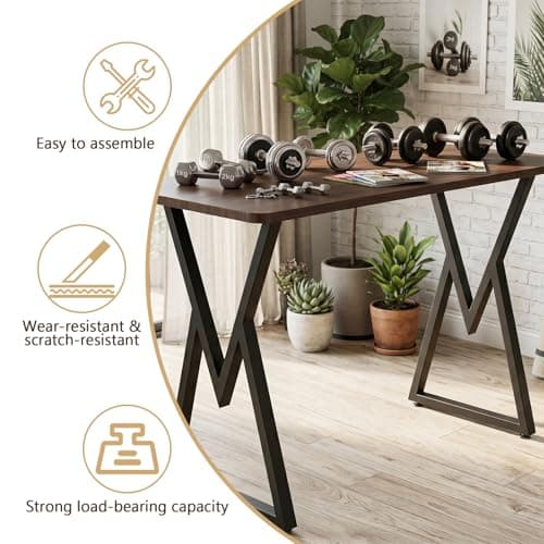 SNYXXOZ 40”H x 16”W Inch Coffee Table Legs Heavy Duty Metal Desk Legs,Chair,Bench Dining Furniture Feets, Bar Height Table Legs,with Adjustable Feet Pads Screws,800 LBS, Black, Set of 2, V-Type - Thumbnail 4