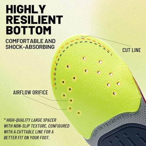 ARCHEPAID Heavy Duty Plantar Fasciitis Insoles 240+ LBS Arch Support Inserts for Women & Men Foot Pain Relief Shoe Insert Orthotic Comfort Insole, Sports Soft Work Boot Standing All Day Size 9 - Thumbnail 5
