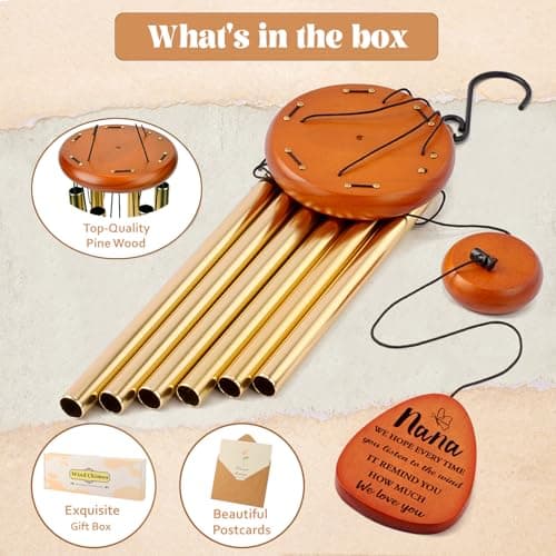 32" Wind Chimes Birthday Gifts for Nana, Nana Birthday Gifts, Nana Gift Mothers Day, Gold - Thumbnail 2