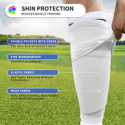 ATHCISE Kids Youth Soccer Shin Guards with Sleeves, Slip in Shinguards Soccer Shin Pads for 3-15 Years Old Boys Girls Child Teens - Thumbnail 5