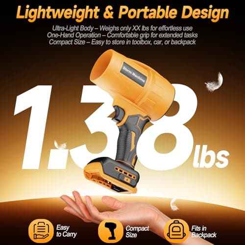 Cordless Leaf & Dust Blower Compatible with DEWALT 20V Battery, Jet Fan with Brushless Motor, Handheld Air Blower for Car Drying, Lawn Care, Home Cleaning (Tool Only，No Battery) - Thumbnail 4