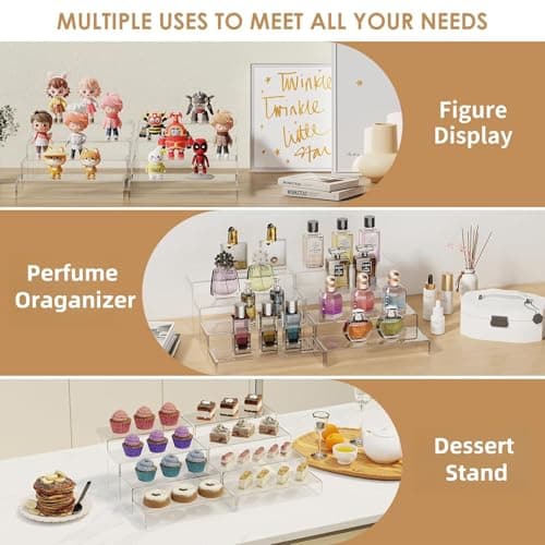 Anglelife 16 pcs 2 Set Acrylic Risers for Display Clear Acrylic Riser Display Stands Acrylic Display Risers for Show Funko Pop Figures, Cupcake, Jewelry, Toys, Perfume and More - Thumbnail 6