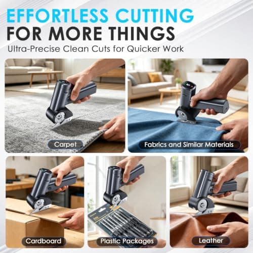 Cordless Electric Scissors Rechargeable, Smart Display Cardboard Box Cutter - Thumbnail 6