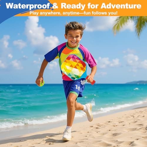 Easter Gift for Kid Rainbow Pickleball Paddle for Toddler - Easter Basket Outdoor Beach Yard Games Toy for Kids Ages 4 5 6 7 8 Year Old Boy Girl, Lightweight with Easy Grip for Small Hands,Beginner - Thumbnail 5