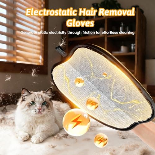 Sankell Pet Hair Removal Glove for Dogs & Cats, Newly Upgraded Reusable Electrostatic Pet Hair Remover Glove, Pet Hair Remover Mitt Tool for Couch, Furniture, Bed, Clothing, Carpet, Car Seat - Thumbnail 2