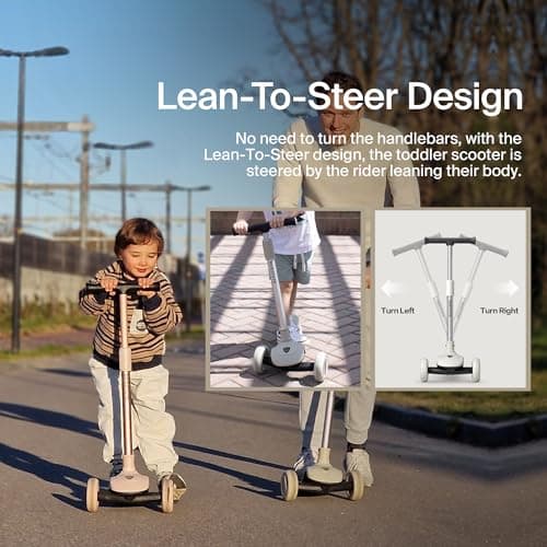 BEIESTATE 3 Wheel Scooter for Kids Ages 3-18, Up to 220 Lbs, Kids Scooter with Adjustable Lean-To-Steer Switch, Foldable, Lightweight, Wide Anti-Slip Deck, Adjustable Height Handlebar, Light-Up Wheels - Thumbnail 5