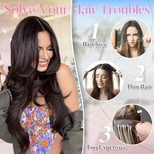 Invisible Wire Hair Extensions with Transparent Wire Adjustable Size 4 Secure Clips Long Wavy Secret Hairpiece 20 Inch for Women(Medium Ash Brown) - Thumbnail 5