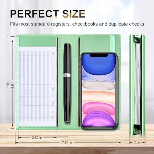 CASMONAL Checkbook Covers for Personal Checkbook Holder RFID Blocking Premium Leather Checkbook Cover for Duplicate Checks - Thumbnail 4