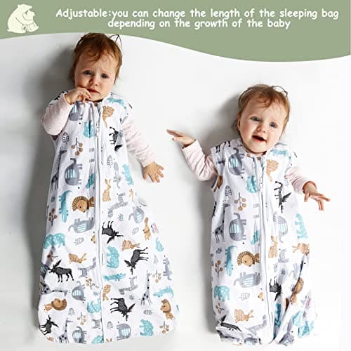 Lictin Baby Sleep Sack 0.5 Tog - 2 Pack Toddler Sleeping Sack 18-36 Months, Summer Baby Sleeping Bag, Sleeveless Baby Wearable Blanket with Adjustable Length and 2-Way Zipper - Thumbnail 3