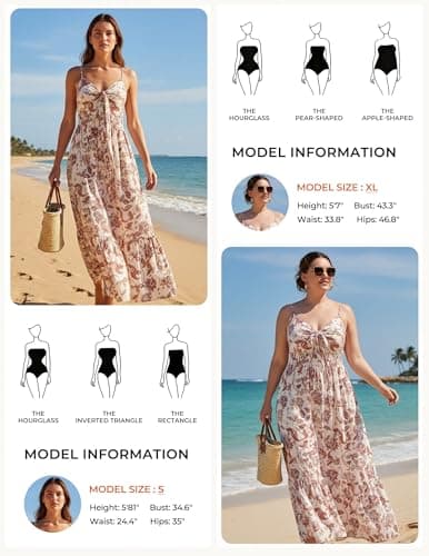 Women's Summer Dresses 2025 Sleeveless Flowy Casual Floral Maxi Dress V Neck Smocked Long Dresses - Thumbnail 5