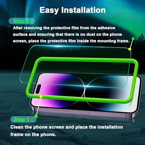 JESOHO Blue Light Screen Protector for iPhone 14 Pro Max (6.7"), Eye Protection, HD Blue Light Blocking Tempered Glass Film, No Bubble, with Easy Installation Kit 2 Pack - Thumbnail 6