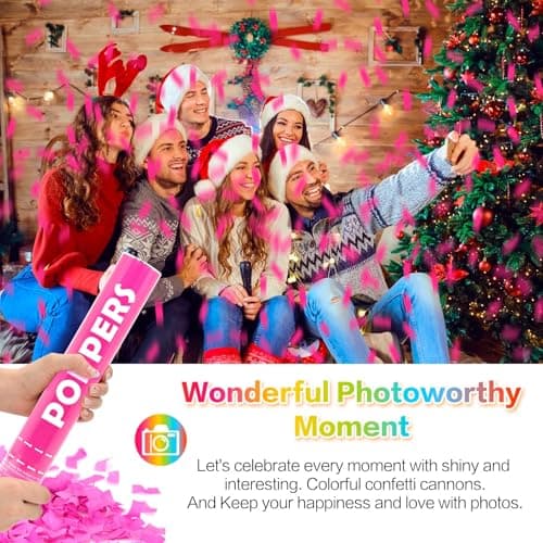 Confetti Cannon Pink 12 Pack Biodegradable Handheld Confetti Party Poppers for Weddings, Gender Reveals, Birthdays & Celebrations 12-Inch Twist Confetti Shooters for Party Fun - Thumbnail 5
