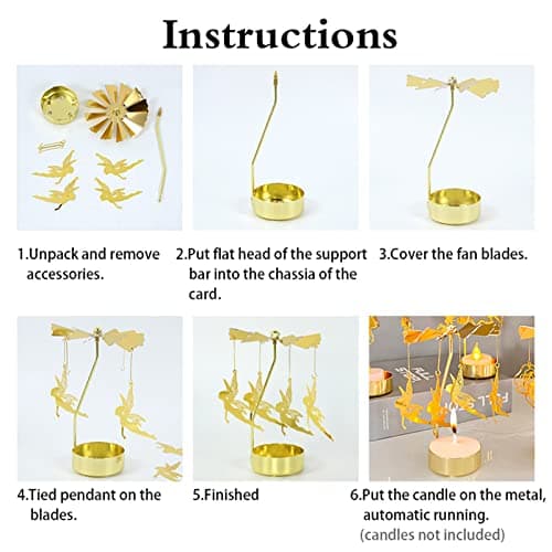 4EVERHOPE Rotating Candle Holder, Gold Spining Metal Tealight Candle Holder for Birthday, Christmas, Valentine's Day, Party Table Decor, Wedding (Chirstmas Tree) - Thumbnail 4