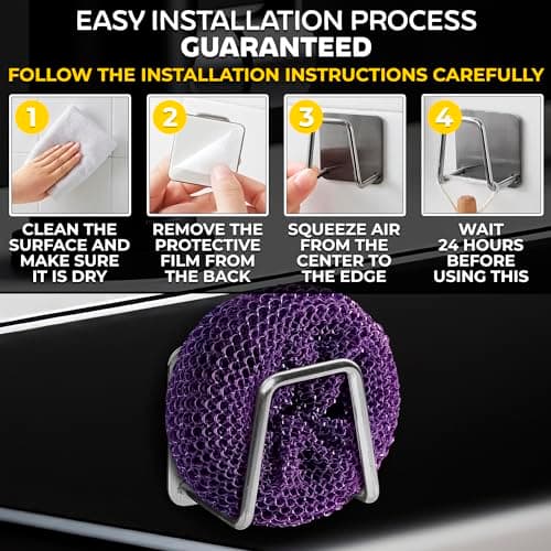 Stainless Steel Sponge Holder for Kitchen Sink – Compact & Durable Kitchen Sink Sponge Holder – Easy to Install, Keeps Item Dry, Saves Storage Space | Suitable for Metal, Glass, Ceramic, Wood & More - Thumbnail 4
