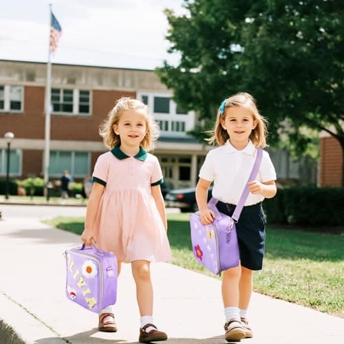 Individz Personalized Insulated Lunch Bag Box for Girls, Nylon Lunch Box with Name, Custom Kids Lunch Boxes, Back to School Supplies, Personalized Girl Brithday Gifts for School Classroom Picnic - Thumbnail 3