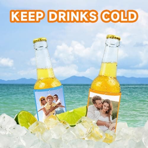 Custom Neoprene Can Cooler Sleeves 2 Pack Bulk Drink Insulated Beer Can Coolers Personalized Logo Image Text Collapsible Can Sleeves for Weddings, Parties, Mother’s Day, Father’s Day - Thumbnail 5