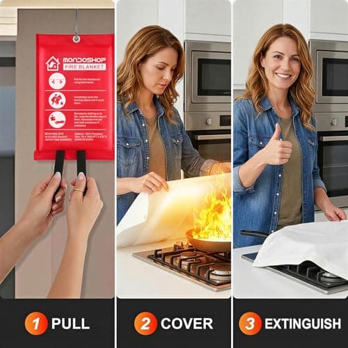Mondoshop Fire Blanket for Home and Kitchen, 4 Pack, 40" x 40" Coverage - Thumbnail 2