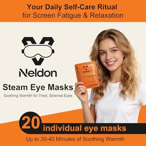 Neldon Steam Eye Mask Disposable 20 Pack, Self Heating Heated Warm Compress for Dry Eyes, Self-Warming Eye Pad for Sleep Travel Spa, Relaxation Gift for Women Men - Thumbnail 2