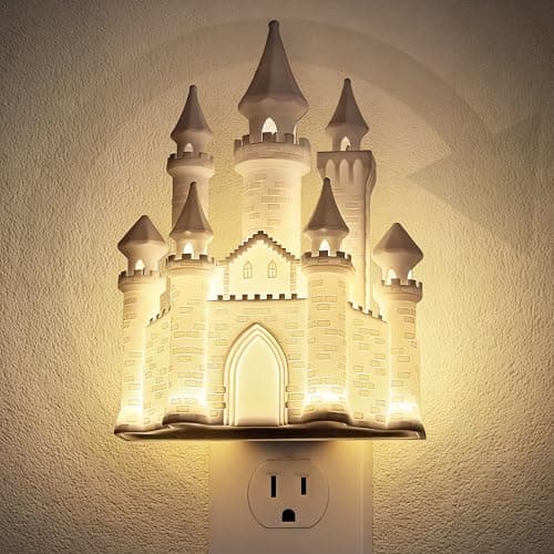 JandCase Night Lights Plug into Wall,3D Printed Castle Night Light,3000K Plug in Nightlight with Dusk to Dawn Sensor,0-100LM Adjustable Brightness for Rooms Bathroom Hallway - Image 1