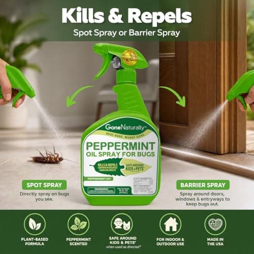 GoneNaturally Peppermint Oil Spray for Bugs– Extra Strong Insect Repellent & Bug Spray for Home– Kills & Repels Ants, Roaches, Spiders & More– Safe Around Kids & Pets– Indoor & Outdoor Use (16oz) - Thumbnail 6