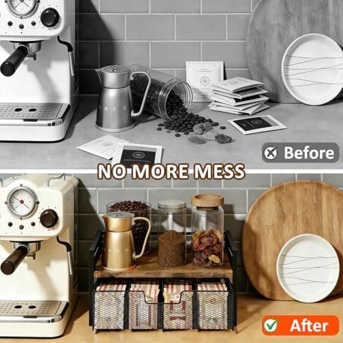 Tea Bag Organizer Holder, Wood Tea Organizers and Storage, 8 Compartments - Thumbnail 5